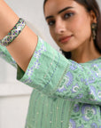 Green Field Embroidered Kurta