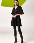 Black Raven Pleated Short Dress