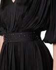 Black Raven Pleated Short Dress