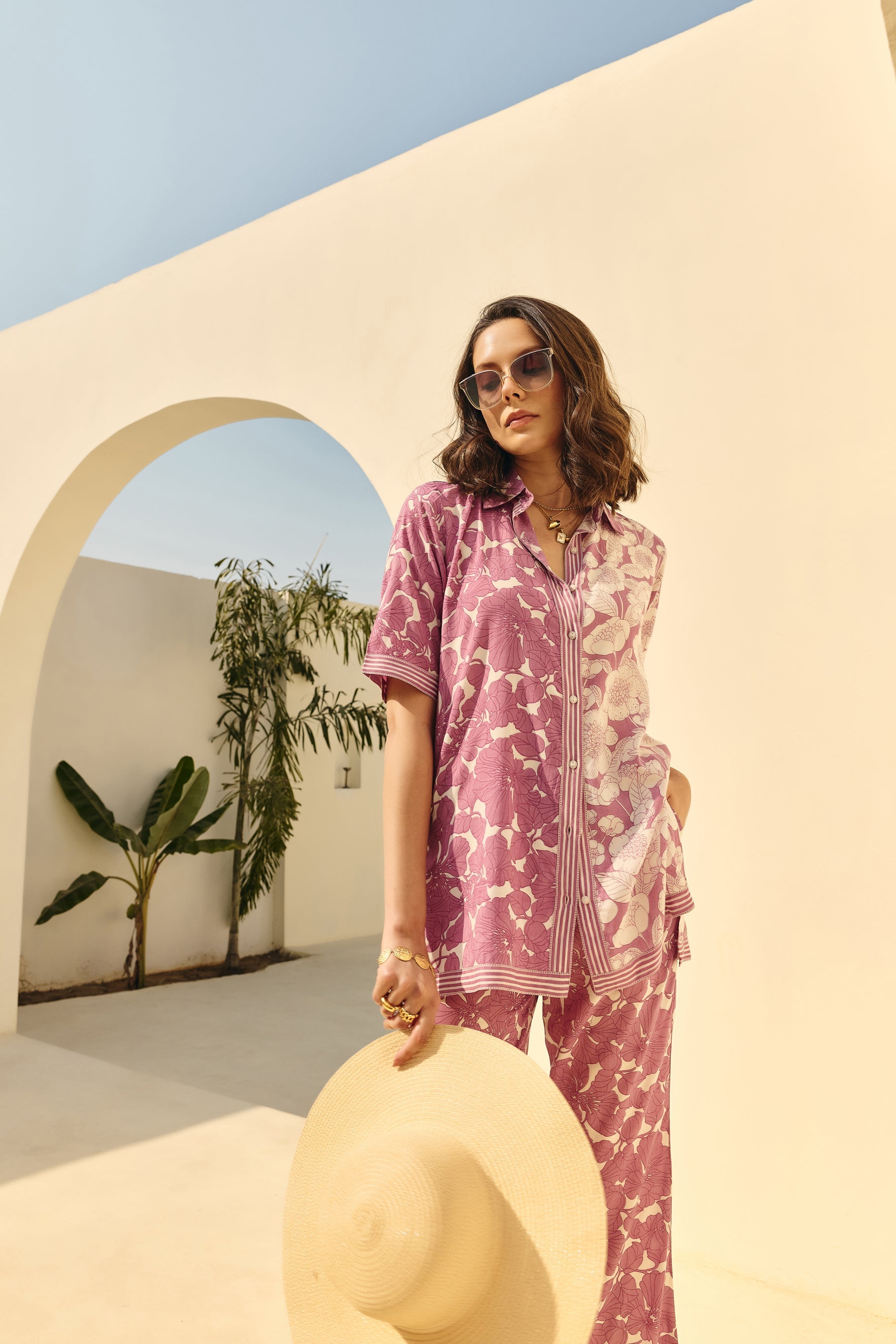 Purple Floral Oversized Co-ord Set