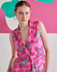 Pink Abstract Jacket Set