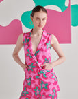 Pink Abstract Jacket Set