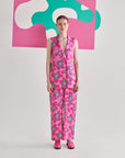 Pink Abstract Jacket Set