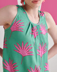 Green Pink Leaf Sleeveless Co-ord Set