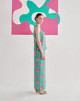 Green Pink Leaf Sleeveless Co-ord Set