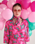 Pink Abstract Tie Co-ord Set