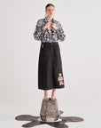 Black Leaf Abstract Batwing Shirt