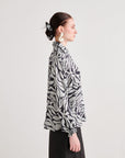 Black Leaf Abstract Batwing Shirt