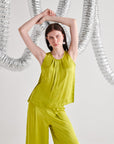Green Sleeveless Gathered Co-ord Set