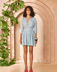 Blue Linen Color Pop Short Dress