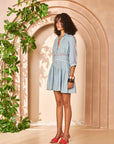 Blue Linen Color Pop Short Dress