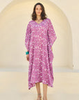 Purple Floral Kaftan Dress