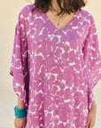 Purple Floral Kaftan Dress