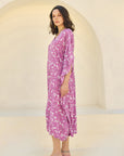 Purple Floral Kaftan Dress