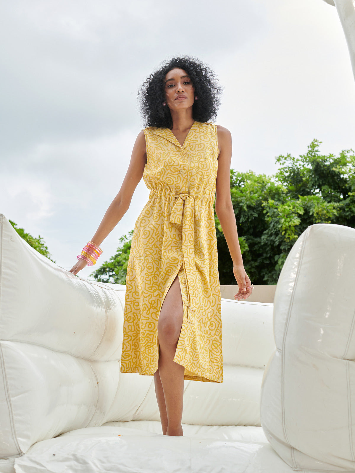 Yellow Swing Tie Dress