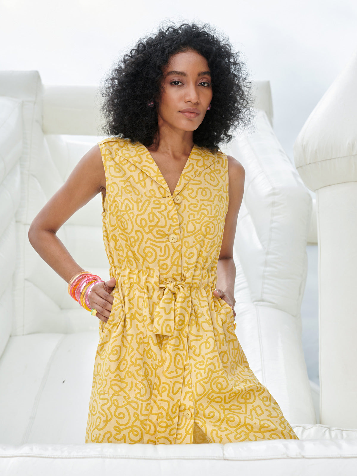 Yellow Swing Tie Dress