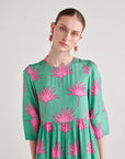 Green Leaf Tiered Short Dress