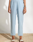 Blue Linen pull-on trousers