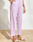 Lilac Linen Pull-on trousers