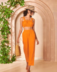 Orange Linen Pull-on Trousers