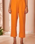 Orange Linen Pull-on Trousers