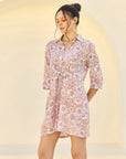 Peach Tie Shirt Dress