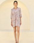 Peach Tie Shirt Dress