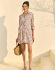 Peach Tie Shirt Dress