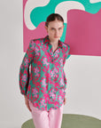 Pink Green Floral Shirt