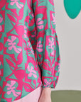 Pink Green Floral Shirt