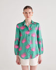 Green Pink Leaf Shirt