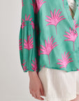 Green Pink Leaf Shirt