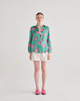 Green Pink Leaf Shirt