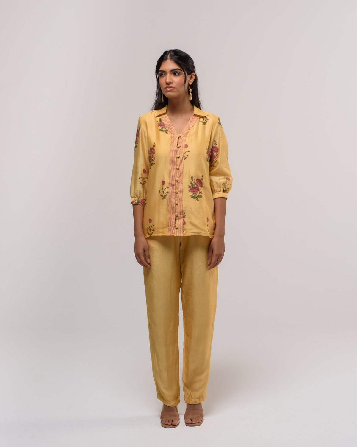 Yellow Chanderi Boota Co-ord Set