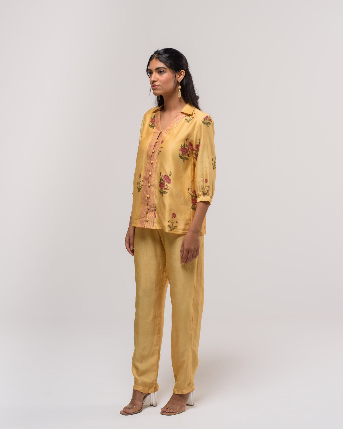 Yellow Chanderi Boota Co-ord Set