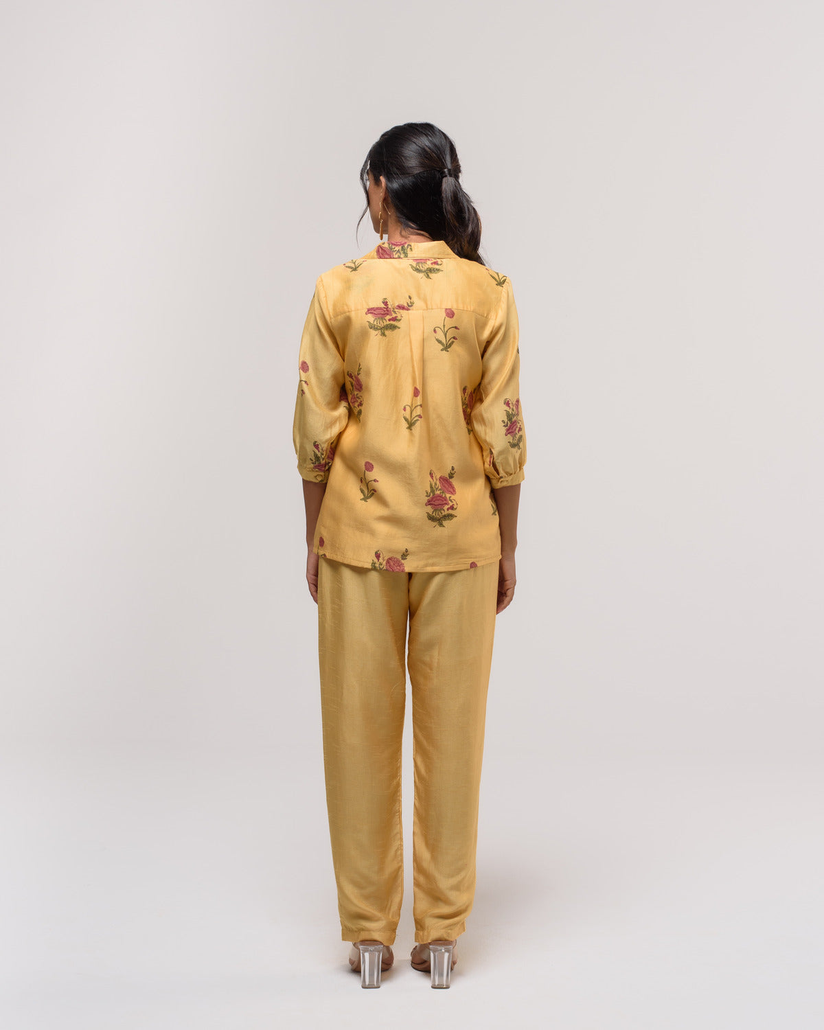 Yellow Chanderi Boota Co-ord Set