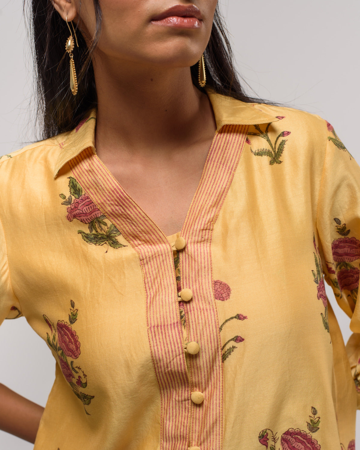 Yellow Chanderi Boota Co-ord Set