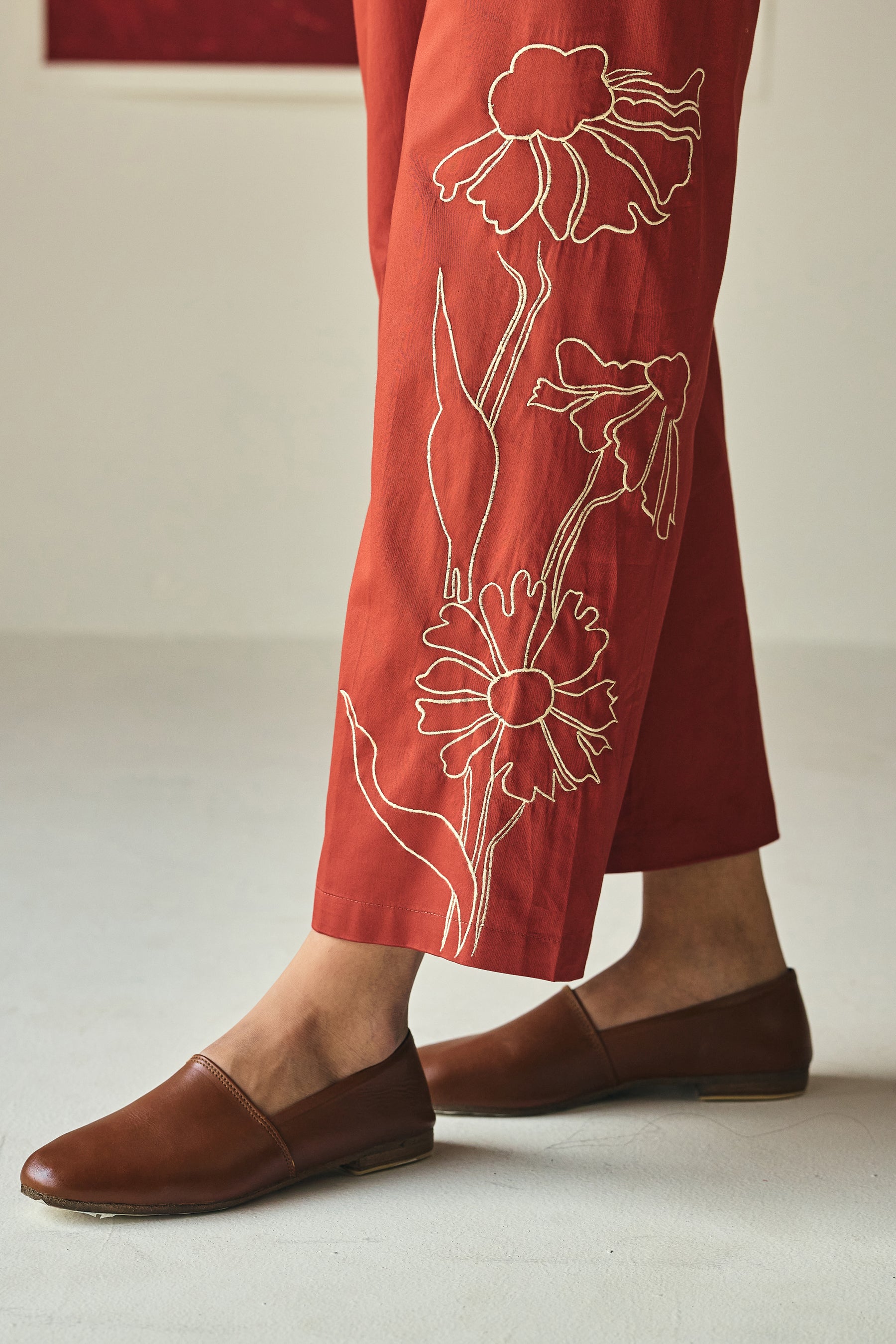 Red Daisy Embroidery Co-ord Set