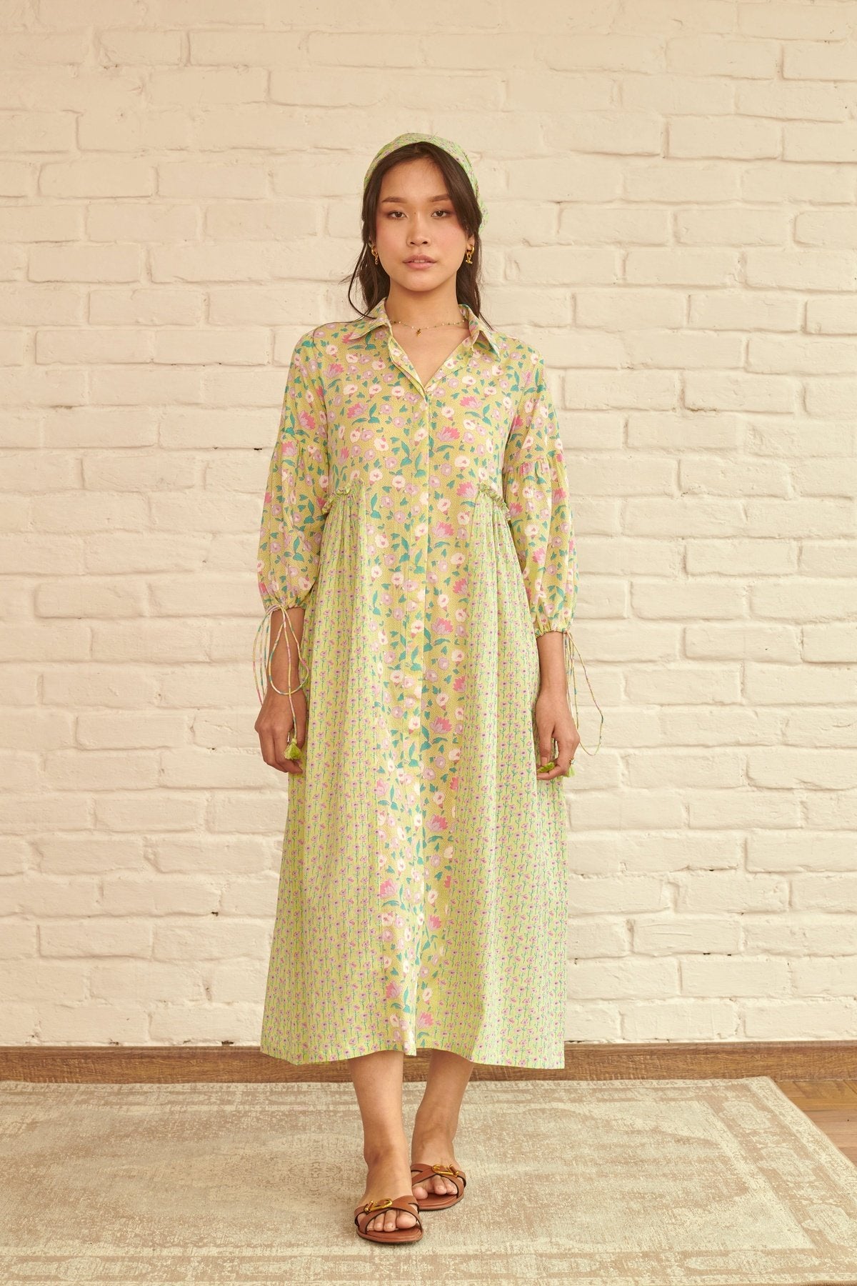 slim fit dress slacks MARLA GREEN DAISY DRESS – Make My Lemonade main image 0