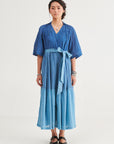 Indigo Checks Long Dress