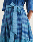 Indigo Checks Long Dress