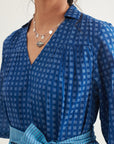 Indigo Checks Long Dress