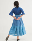 Indigo Checks Long Dress