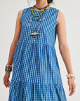 Indigo Checks Sleeveless Dress