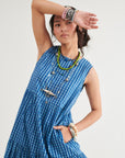 Indigo Checks Sleeveless Dress