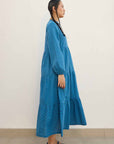 Blue Tiered Jacket Dress
