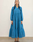 Blue Tiered Jacket Dress