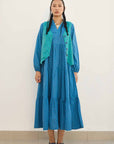 Blue Tiered Jacket Dress