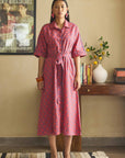 Red Blue Midi Dress
