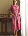 Red Blue Midi Dress